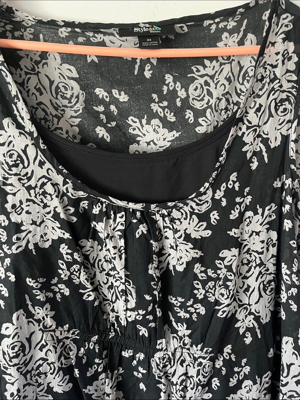 Style & Co. Women’s Black and Gray Floral Scoop-Neck Lined Tunic Size 2X NWT - Picture 3 of 14